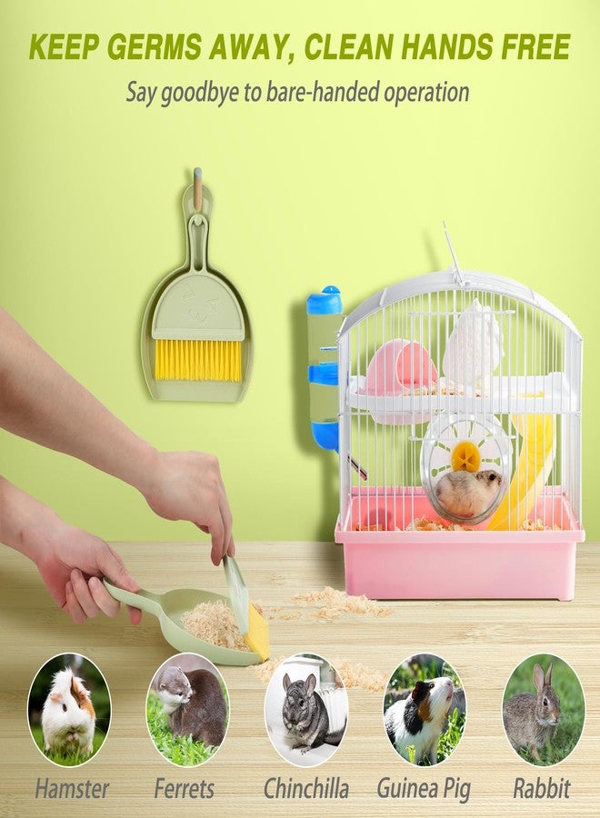 RYPET Pet Cage Cleaning Tool-Small Broom and Dustpan Set, Mini Dustpan and Whisk Brush Set for Guinea Pig Chinchilla Hamster Ferret Hedgehog Rabbit Reptile, Cage Cleaner for Small Animal Waste Green - Image 2